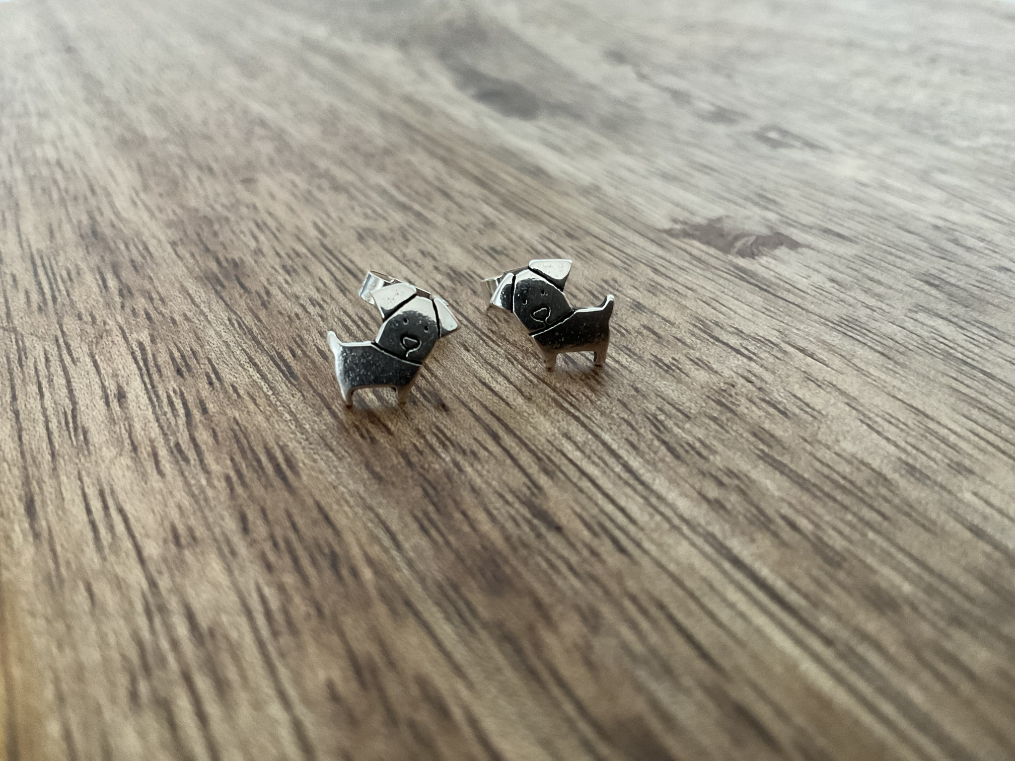 Dog Silver Stud Earrings - Click Image to Close